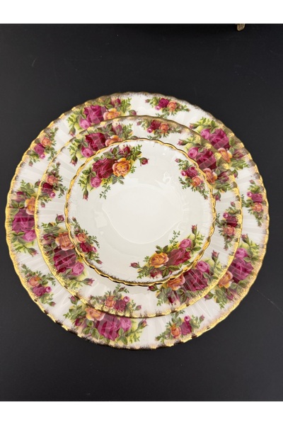 Royal Albert 1 adet büyük servis26,5 cm 1adet 21 cm ara boy servis 1 adet kase