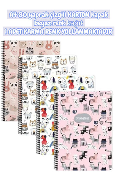 SEYFİKİRTASİYE A4 80 sheets Striped cardboard cover white color paper 1 piece...