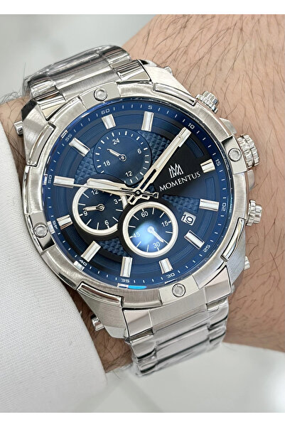 Momentus Çelik Kordon Orijinal Lacivert Katran Fonksiyonlu Erkek Kol Saati IL...