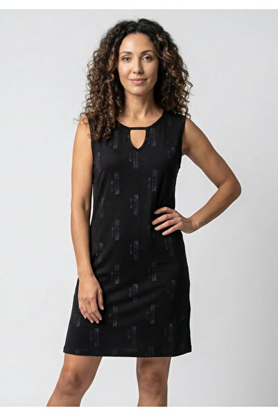Little Visqon Kadın Viskon Damla Yaka Detaylı Kolsuz Rahat Kesim Günlük Elbise