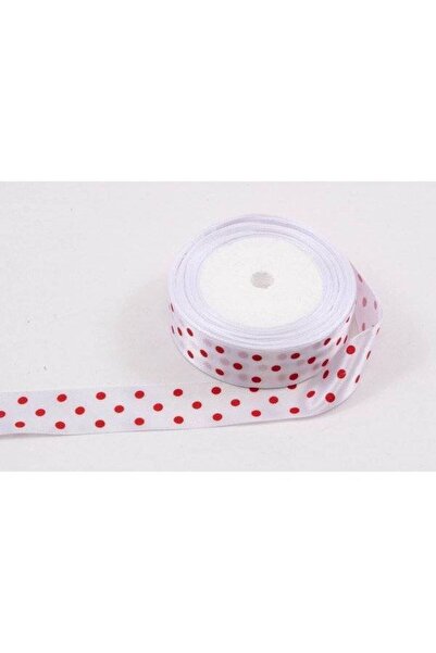 OEM Set 3 role Panglica Satin Cu 3 Buline 2,5 Cm/22m Alb-Buline Rosii