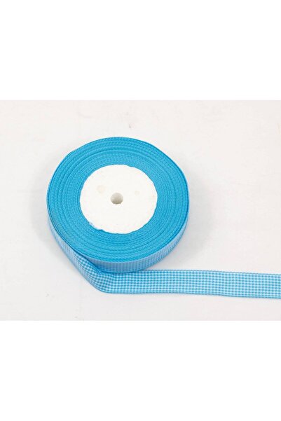 OEM Set of 3 rolls of Checkered Textile Ribbon 2cm 22meters Blue White