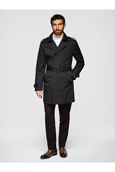 OMBRE Bărbați Palton Elegant OM-COLC-0146 Trenci Clasic Modern Negru