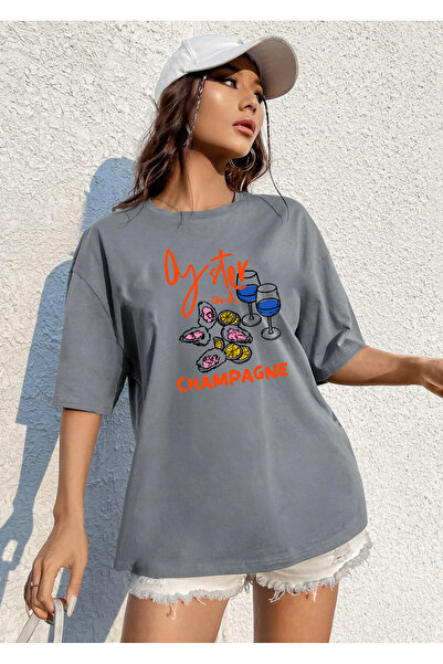 SUNFREE TREND PINTEREST MIX cu imprimeu supradimensionat guler rotund Tricou ...