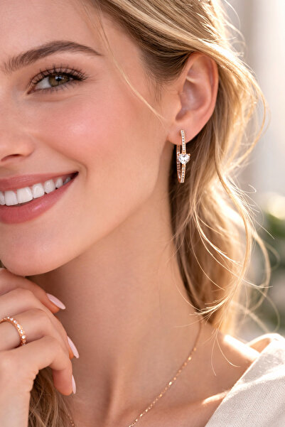 Sacce Scarves&Accessories حلق أذن من الزركون مرصّع بالأحجار بتفاصيل على شكل ق...