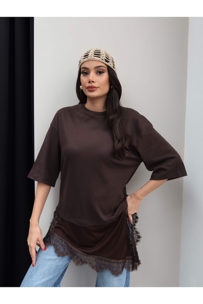 ESRAHELVACI Crew Neck Lace Detail Tshirt