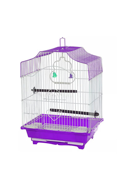 Ropet Square Cage 39 x 30 x 23 cm, for exotic birds, Purple Tray