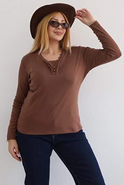 Siyezen Large Size Double Piping Buttoned Cotton Pack Stretch Fabric Basic Bl...