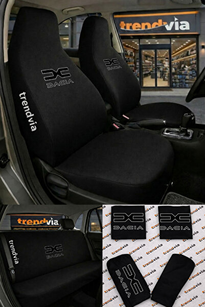 trivexa Dacia (New) Logo Auto Seat Cover Front Rear Set – Combed Cotton Unive...