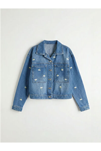 LC Waikiki M1 Sezon Indigo Floral Girl's Jean Jacket