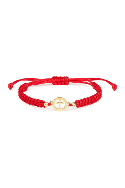 One Gold Baby Bracelet for Kids 0-4 Years Gold 14K "585" Cross Model with Red...