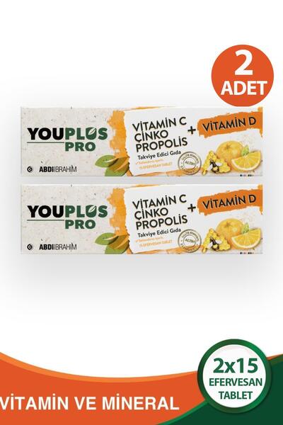 Youplus Pro Vitamin C D Çinko Propolis 15 Efervesan Tablet 2 Adet