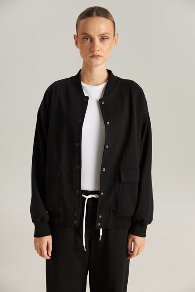 Bumbăcel Cotton bomber jacket with buttons for women