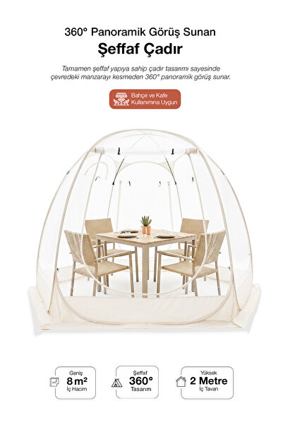 Kensa 6 Kişilik Şeffaf Kamp Çadırı 4 Mevsim 3000mm Su Geçirmez 600D Oxford Pa...