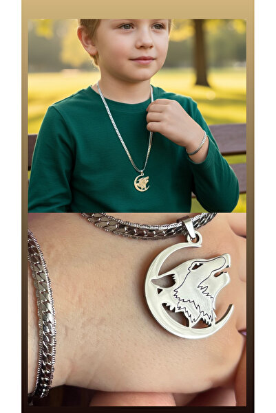 derokas طقم من قطعتين للأولاد يتكون من سوار وقلادة من الفولاذ الكامل 316 L مع...