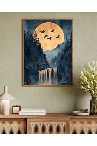 Tuba Decor Tablou într-o singură bucată cu ramă din lemn, serie de artă japandi