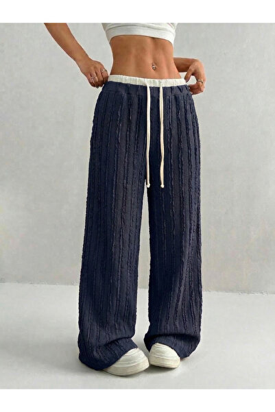fablair Büzgülü Dokulu Yüksek Bel Pantolon