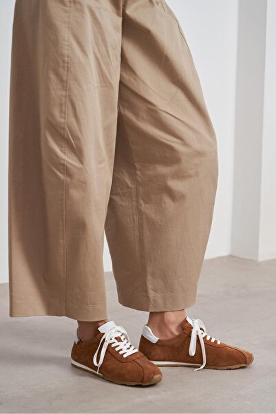 NİŞANTAŞI SHOES Ladin Taba piele întoarsă piele talpă plată Pantofi sport pen...