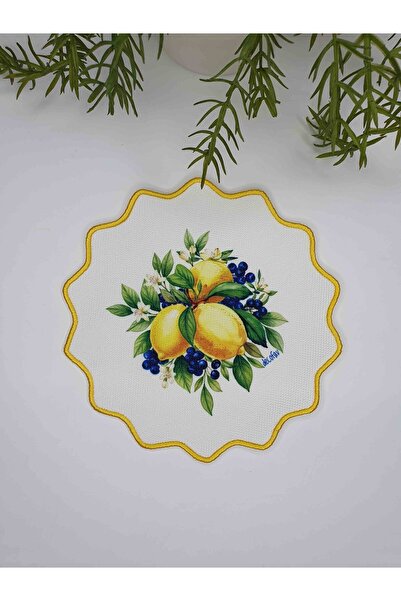 decofav Fresh Lemon Delight cu model Șervețel de cocktail cu broderie pe marg...