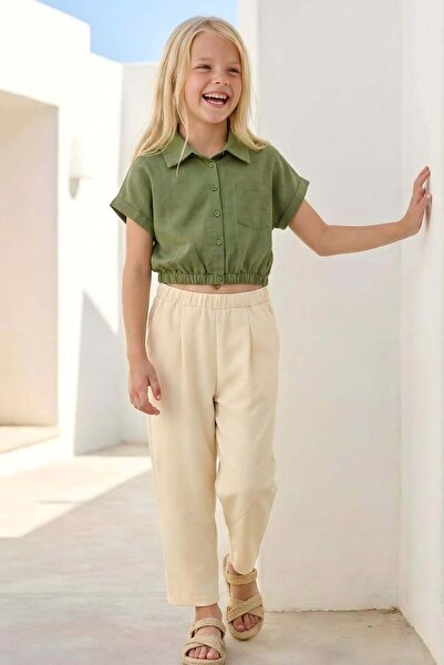 Zeyland Kız Çocuk Baggy Pantolon - Krem