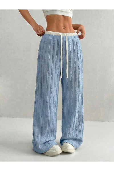 fablair Büzgülü Dokulu Yüksek Bel Pantolon