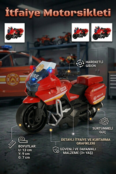 craftivio İtfaiye Kurtarma Motorsikleti Sürtünmeli Hareketli Gidonlu Oyuncak ...
