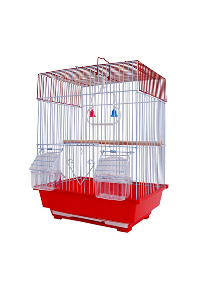 Ropet Square Cage 39 x 30 x 23 cm, for exotic birds, Red,