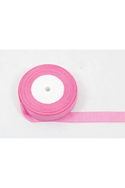 OEM Set of 3 rolls of Checkered Textile Ribbon 2cm 22meters Pink White