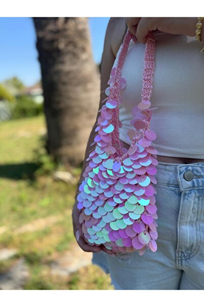 puffybagg PEMBE PULLU ÇANTA