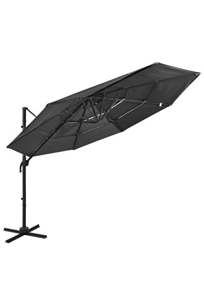Concept Umbrelă de soare 4 niveluri, stâlp de aluminiu, antracit, 3x3 m