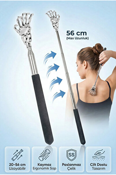 indirimsevinci Teleskopik Sırt Kaşıyıcı Siyah Uzayan Paslanmaz Çelik Ergonomi...