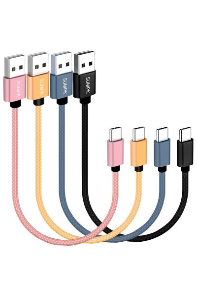 NO BRAND Short USB C Cable 20cm 4 Packs, 3A Fast Charging USB 2.0 Data Transf...