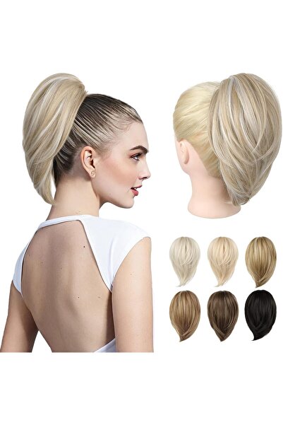 NO BRAND Ponytail Extension, Claw Clip Hair Bun Hair Piece Short Straight Pon...