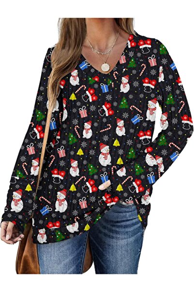 NO BRAND Women's Winter Casual Long Sleeve Oversize Sweater V-Neck Lightweigh...