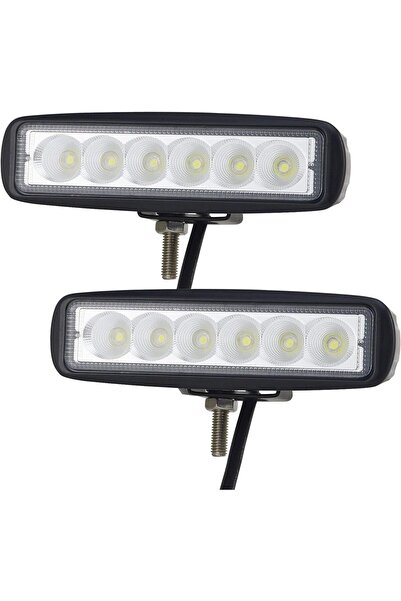 NO BRAND 2pc 6 inch 18W LED Work Light Flood Beam LED Light Bar Single Row Le...