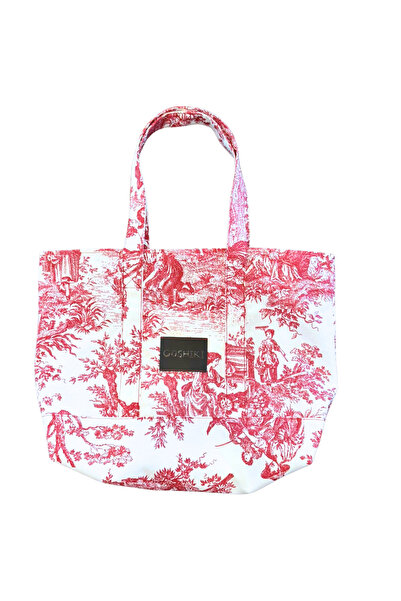 Goshıkı Kiba - Red French Patterned Snap Fasteners Daily Casual Women's Bag Si