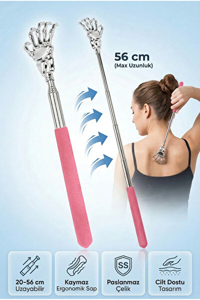 indirimsevinci Teleskopik Sırt Kaşıyıcı Pembe Uzayan Paslanmaz Çelik Ergonomi...