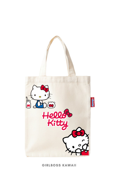 Girlboss Kawaii Hello Kitty mini tote bag/ tablet / kitap / mini bez alışveri...