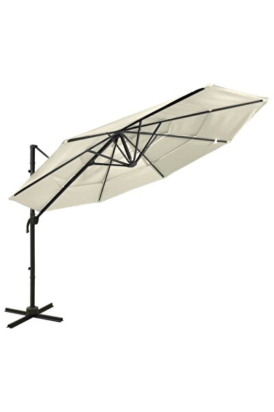 Concept Umbrelă de soare 4 niveluri, stâlp de aluminiu, nisipiu, 3x3 m