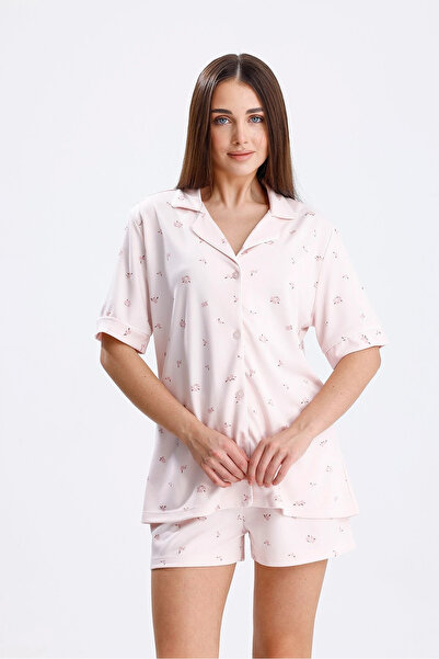 Espuar 768 Set de pantaloni scurți din viscoză din bumbac pieptănat, cu nastu...