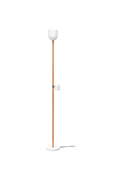 IKEA Meşe Ahşap Beyaz Meşe Dekoratif Yer ve Okuma Lambası 180 cm Lambader