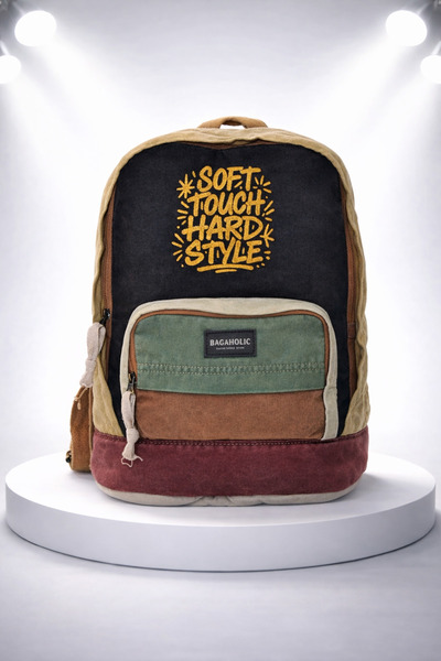 KAFF Casual Unisex Vintage Canvas Backpack with Zippered Front Pocket -Moonvntg