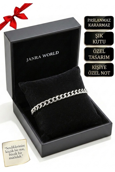 JANRA WORLD Unisex Stainless Steel Bracelet, Non-Tarnish Silver Color, Gift B...