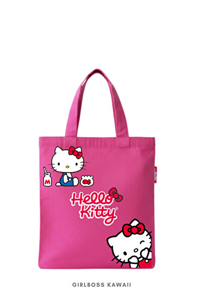 Girlboss Kawaii Hello Kitty mini tote bag/ tablet / kitap / mini bez alışveri...