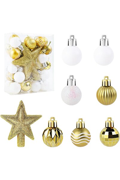 FEMONGY Συσκευασία με 36 μπάλες χριστουγεννιάτικου δέντρου 3 εκ. με αστέρια