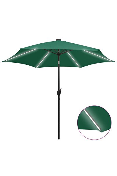 Concept Umbrelă de soare, LED-uri și stâlp aluminiu, verde, 300 cm