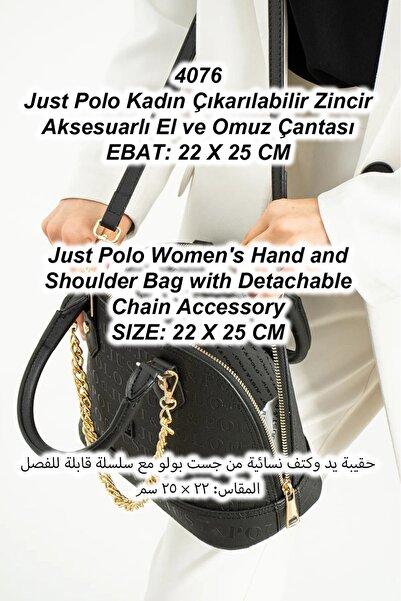Just Polo Women's Chain Detailed Luxury Hand and Shoulder Bag Shopper Size: 2...