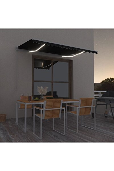 Concept Copertină retractabilă manual cu LED, antracit, 350x250 cm