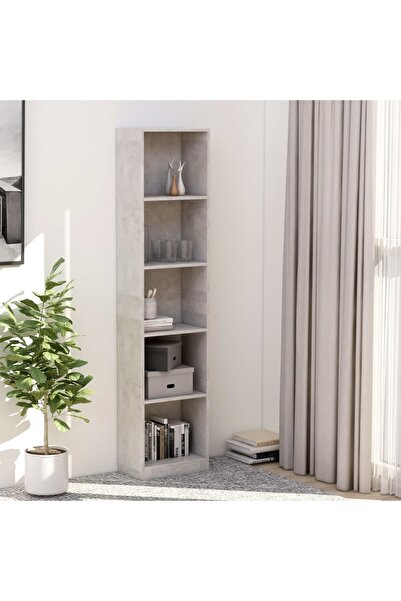 Concept Bibliotecă cu 5 rafturi, gri beton, 40x24x175 cm, PAL