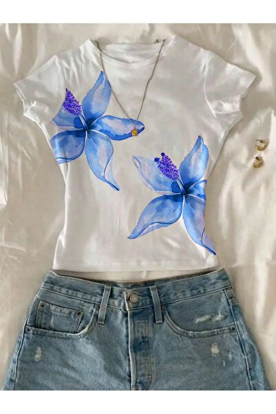 ALİ.COM Γυναικείο κοντομάνικο κορμάκι με λουλουδάτο εμπριμέ Lycra